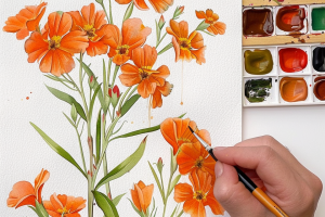 eijbhyus__watercolor_painting_of_orange_flowers_on_white_paper__420af008-9a5f-4446-bd9b-63f0a5f9dacb